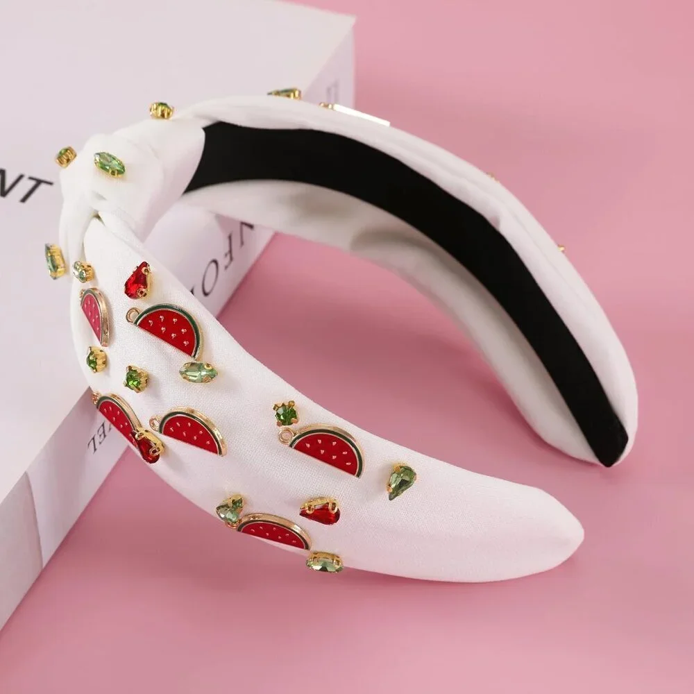 Watermelon Headband Crystal Rhinestones Summer Fruit Hair Accessory for Women